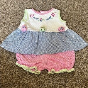 Vintage Girls Cotton Candy “Daisies” Gingham Set